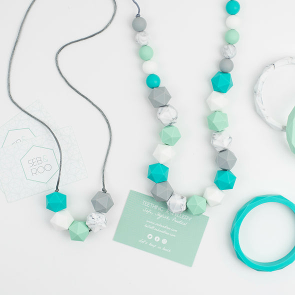 Selection of Teething Necklaces and Bangles by Seb And Roo.