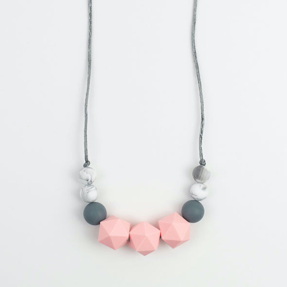 Pink and Grey Teething Necklace - Seb and Roo