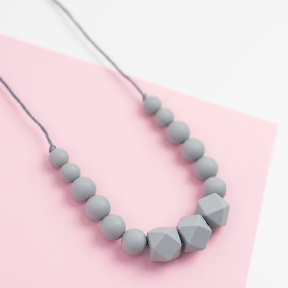 Grey Silicone Teething Necklace