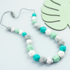 Beaded Nursing Necklace in Turquoise, Mint, White and Grey