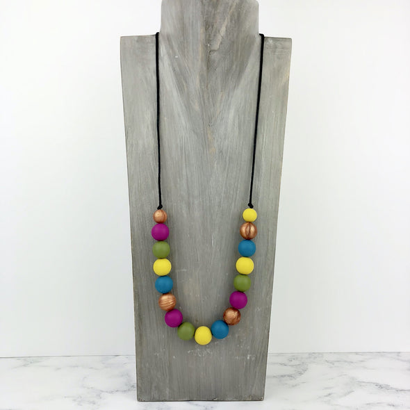 Silicone Teething Necklace in Mustard, Teal, Copper, Khaki and Pink