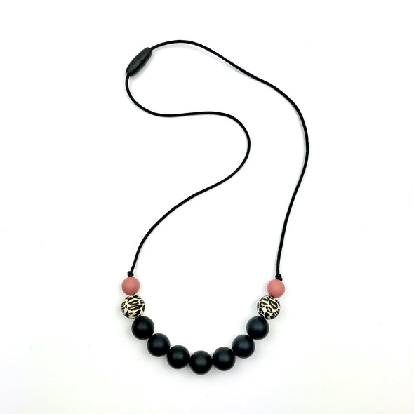 Black and Leopard Print Teething Necklace