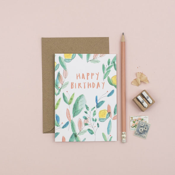 Floral Happy Birthday Card 