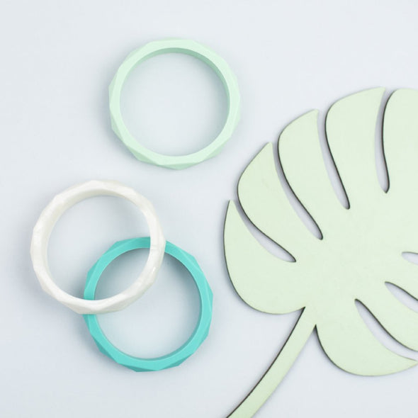 Teething Bangles in Pearl White, Mint and Turquoise