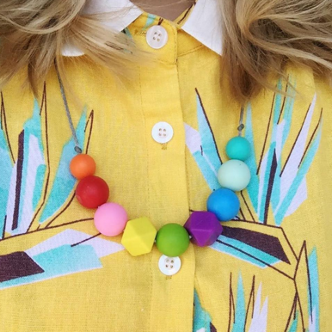 Rainbow Teething Necklace Silicone Baby Proof Jewellery