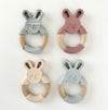 Silicone and Beech Wood Bunny Baby Teething Rings