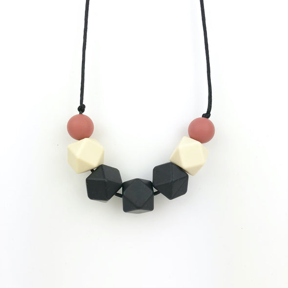 Black and Cream Silicone Teething Necklace 